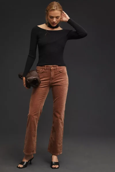 The Yaya Mid-Rise Corduroy Crop Flare Jeans by Pilcro